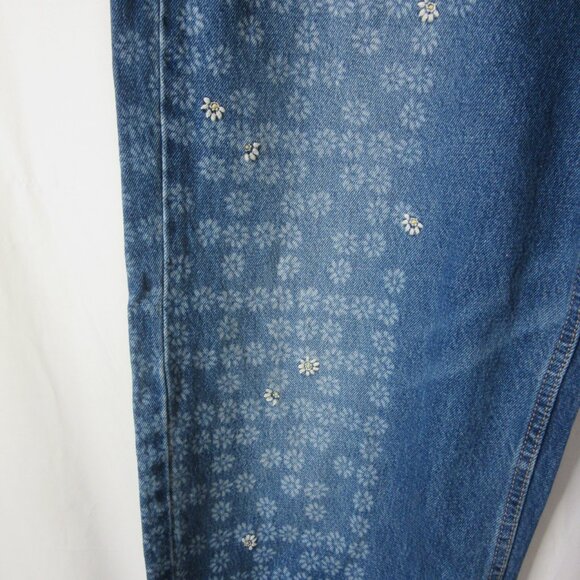 Universal Thread Jeans Mid-Rise Embroidered Daisy 90's Baggy Denim Size 16 NWT - Picture 7 of 13